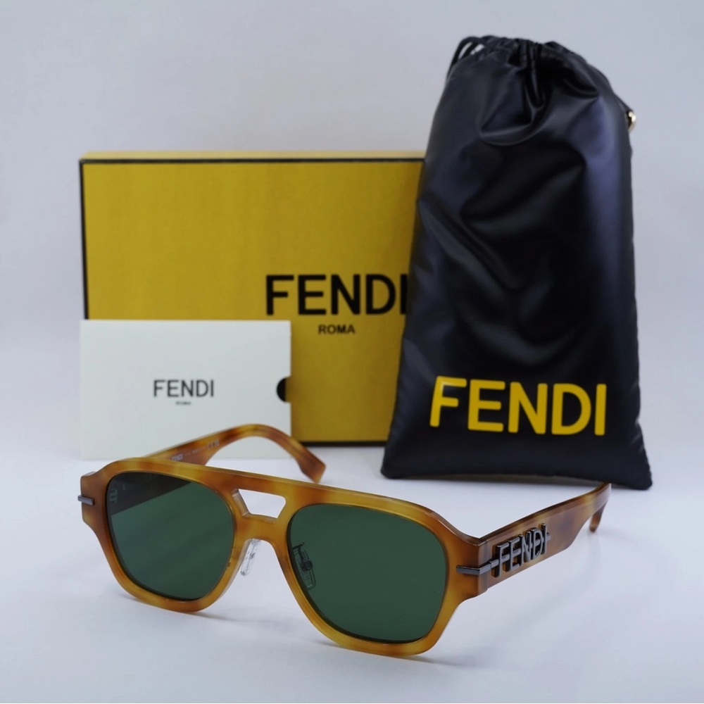 Fendi Tan Sunglasses with Green Lenses